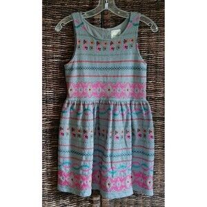 Peek Embroidered Tank Dress Girls XL Gray Kids Metallic Floral Party Sleeveless